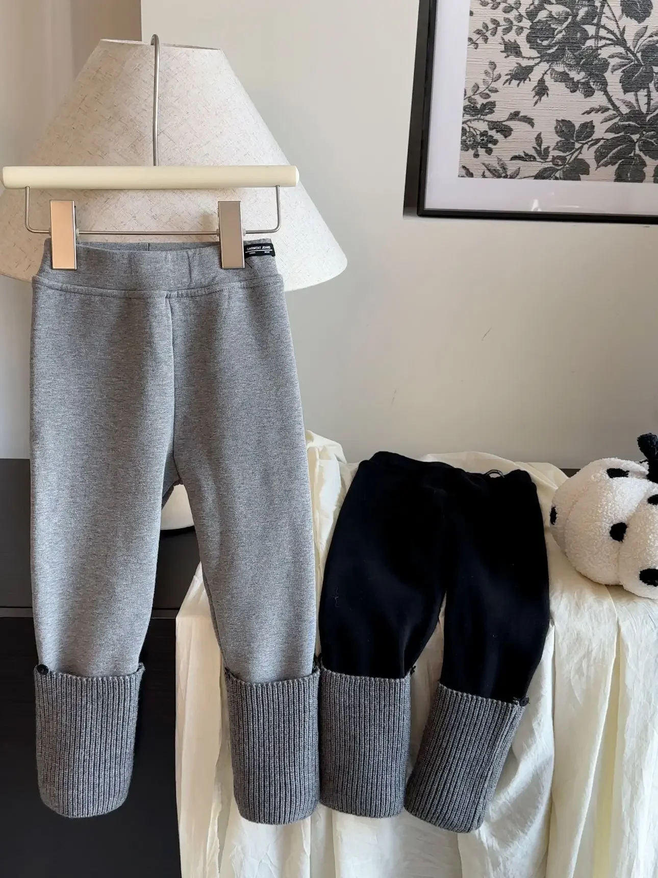 Girls Pants 2024 Winter New Childrens Wear Korean Style Girl Baby Foreign Style Splicing Tights Wool Leggings Casual about Daily