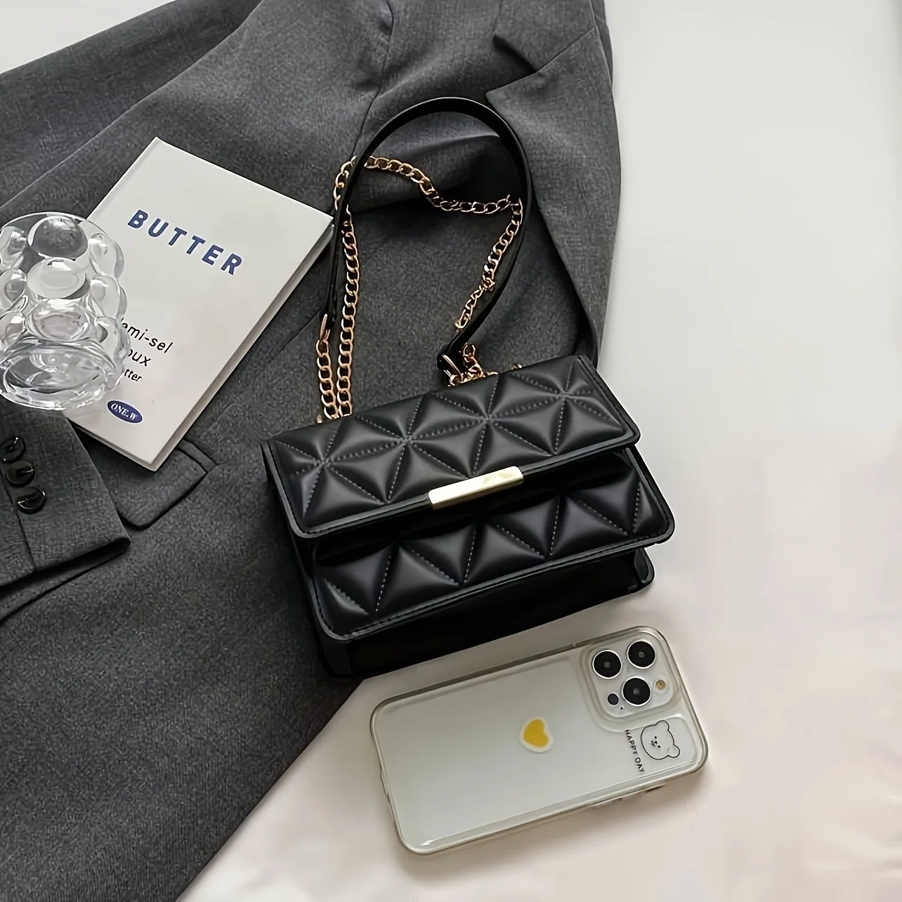 Modische Damen-Umhängetasche, schicke kleine quadratische Tasche für Damen, luxuriöse gesteppte Handtasche für tägliche Reisen, Shopping, Partys. – Detail 7