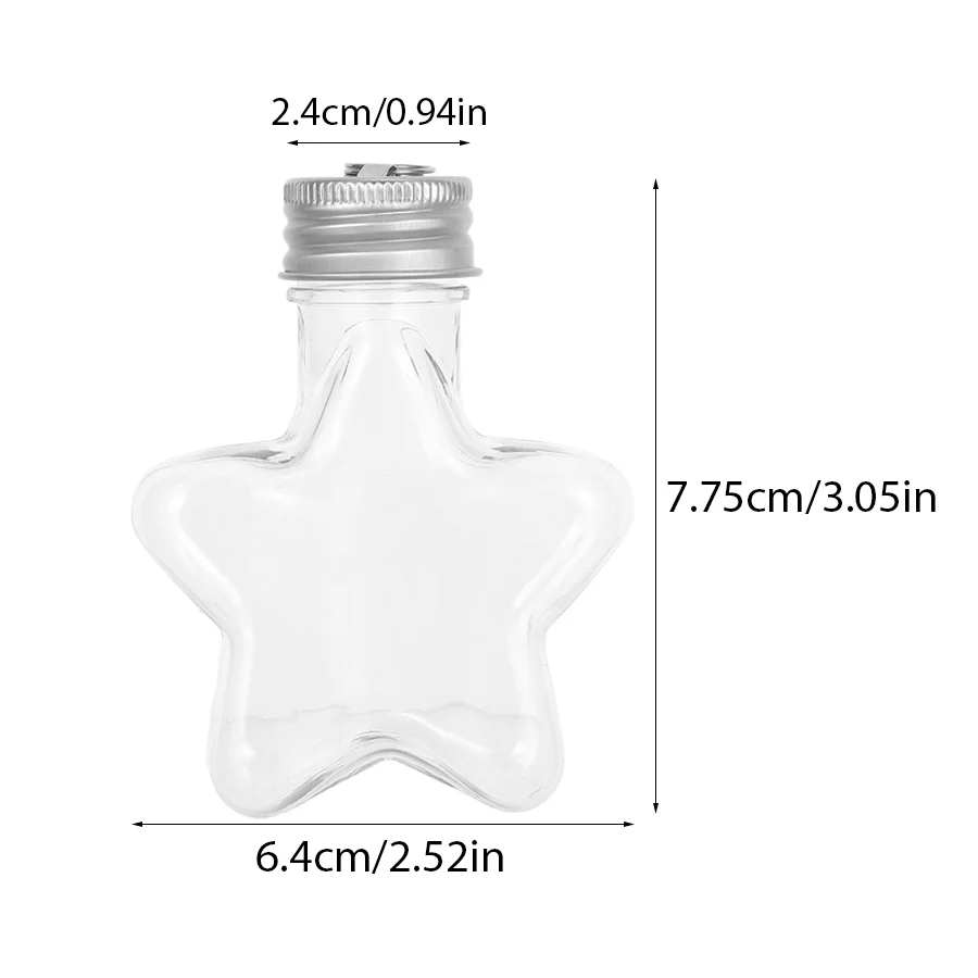 10/20pcs Hanging Star‑Shaped Plastic Bottle, Empty Transparent Vial, Christmas Tree Hanging Ornament, Holiday Party Decor, XJM