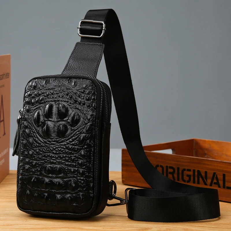 

Men Bag Fashion Leather Chest Bags For Men High Quality Chest Zipper Pouch Casual Male Crossbody Shoulder Bag Luxury Female