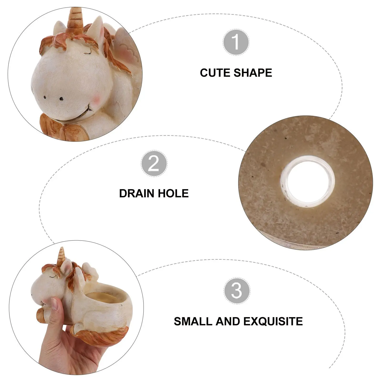 

Unicorn Succulent Flowerpot Mini Bonsai Pot with Drainage Hole Smooth Durable Chic Design Desktop Ornament Gardening Plant