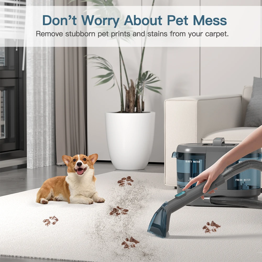 PrettyCare PC808 Cordless Carpet&Spot Vacuum Cleaner 1.4m Hose 30minutes Fabric Vacuum Cleaner with Wet Sprayer For Sofa Car