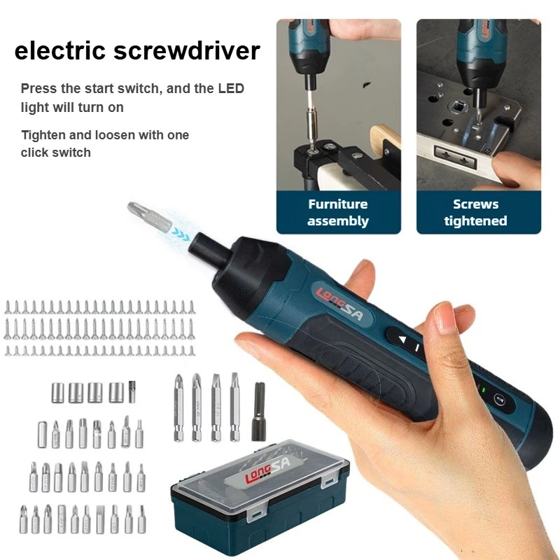 Torque adjustable straight handle electric screwdriver, multifunctional mini and convenient screwdriver replacement tool set