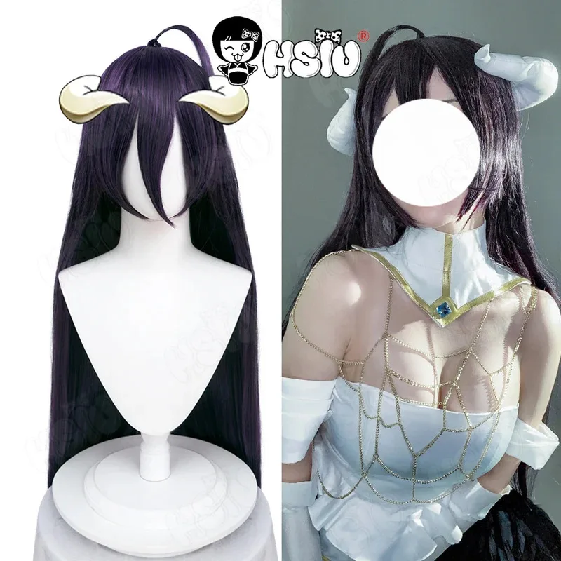 

Overlord Albedo Cosplay Wig Anime OVERLORD Cosplay HSIU Black and purple long hair+Free wig Cap Halloween Wig Albedo Cosplay