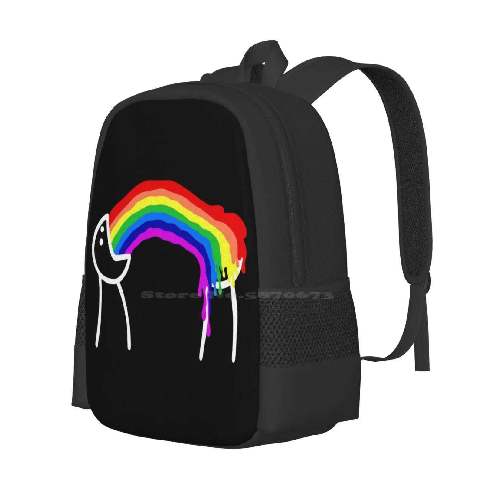 Rainbow Puke Hot Sale Schoolbag Backpack Fashion Bags Rainbow Puke Positivity Bliss Happiness Stick Figure I Vomit Rainbow