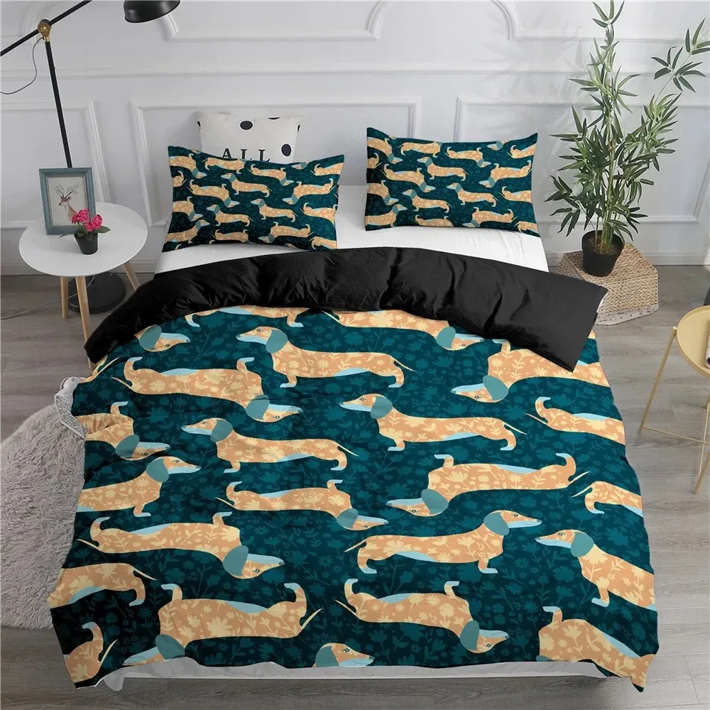 

Cartoon Dachshund Dogs Bedding Sets Kids Duvet Cover Set Pillowcase Twin Full Queen King Comforter Set Bed Linen For Boys Girls