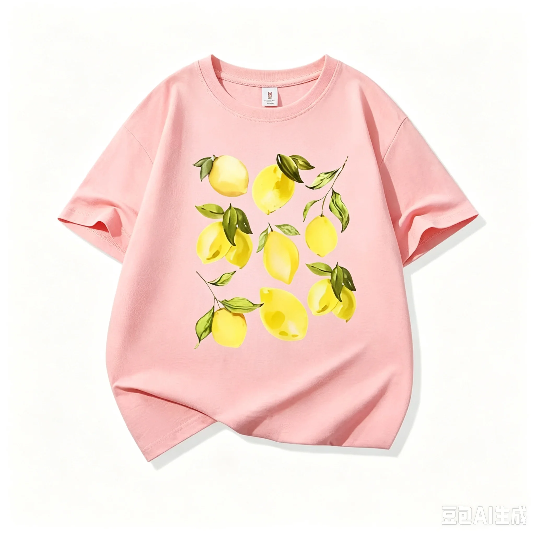 2026 New Cute Lemon Fruit Print Kids Short Sleeve T‑Shirt, Vintage Botanical Cottagecore Casual women menTops