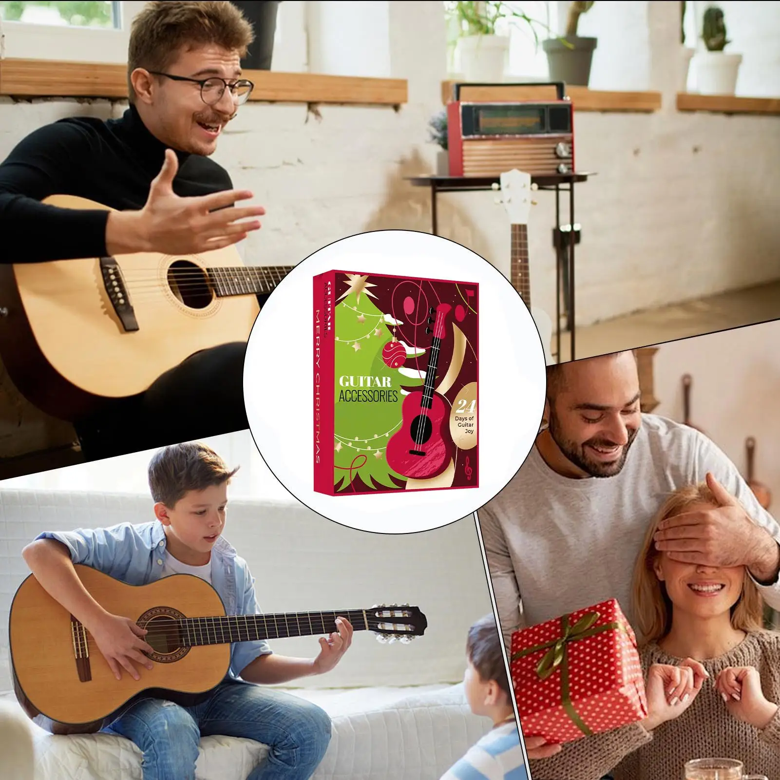 

Рождественский календарь, 24-дневные музыкальные аксессуары, тюнер с обратным отсчетом для электрогитары для взрослых, подростков, любителей музыки, бас-гитары, игры в гавайской гитаре