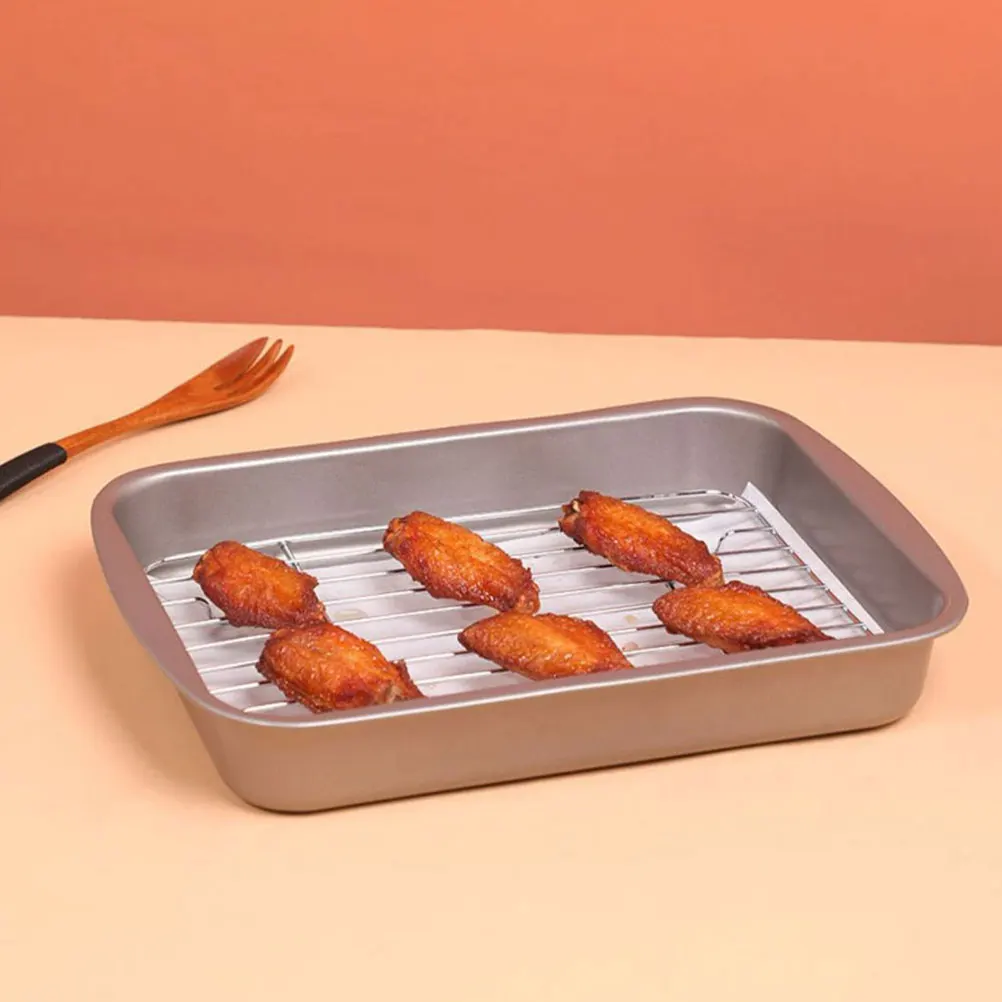 

Roasting With Rack Rectangular Metal Pan Oven Grilling Plate Grilled Fish Pan Home Kitchen Storage Roasting Dish Iron Durable