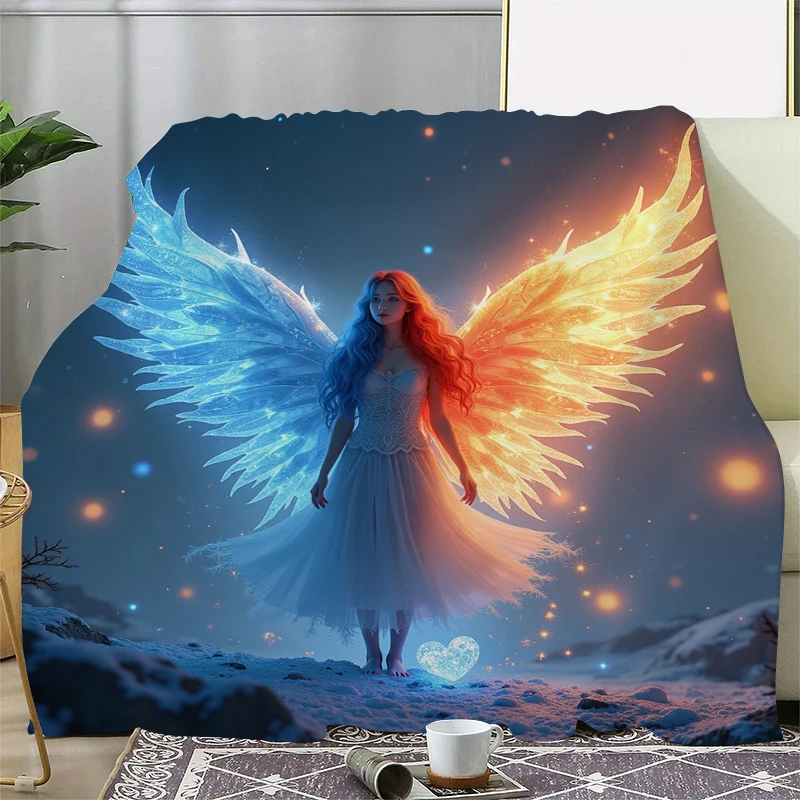 Wings of Ice and Fire Throw Blanket Angle Beautiful 3D-Print Plush Soft Fluffy Sofa Family Warm Winter Blanket Gift for Women