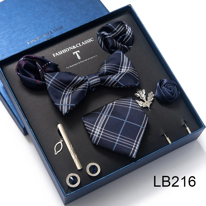 Hochwertiges Krawatten-Set, luxuriöse Geschenkbox, Seidenkrawatten-Set, 8 cm, festliches Geschenk, Krawatte, Einstecktücher, blaues Weihnachtsgeschenk – Detail 17