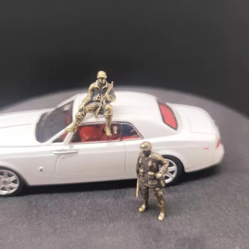 شخصيات الحركة النحاسية الأمريكية للجنود في الحرب العالمية الثانية، وضع الجلوس، وضعية واقفة، إكسسوارات زينة إبداعية، هدايا #2