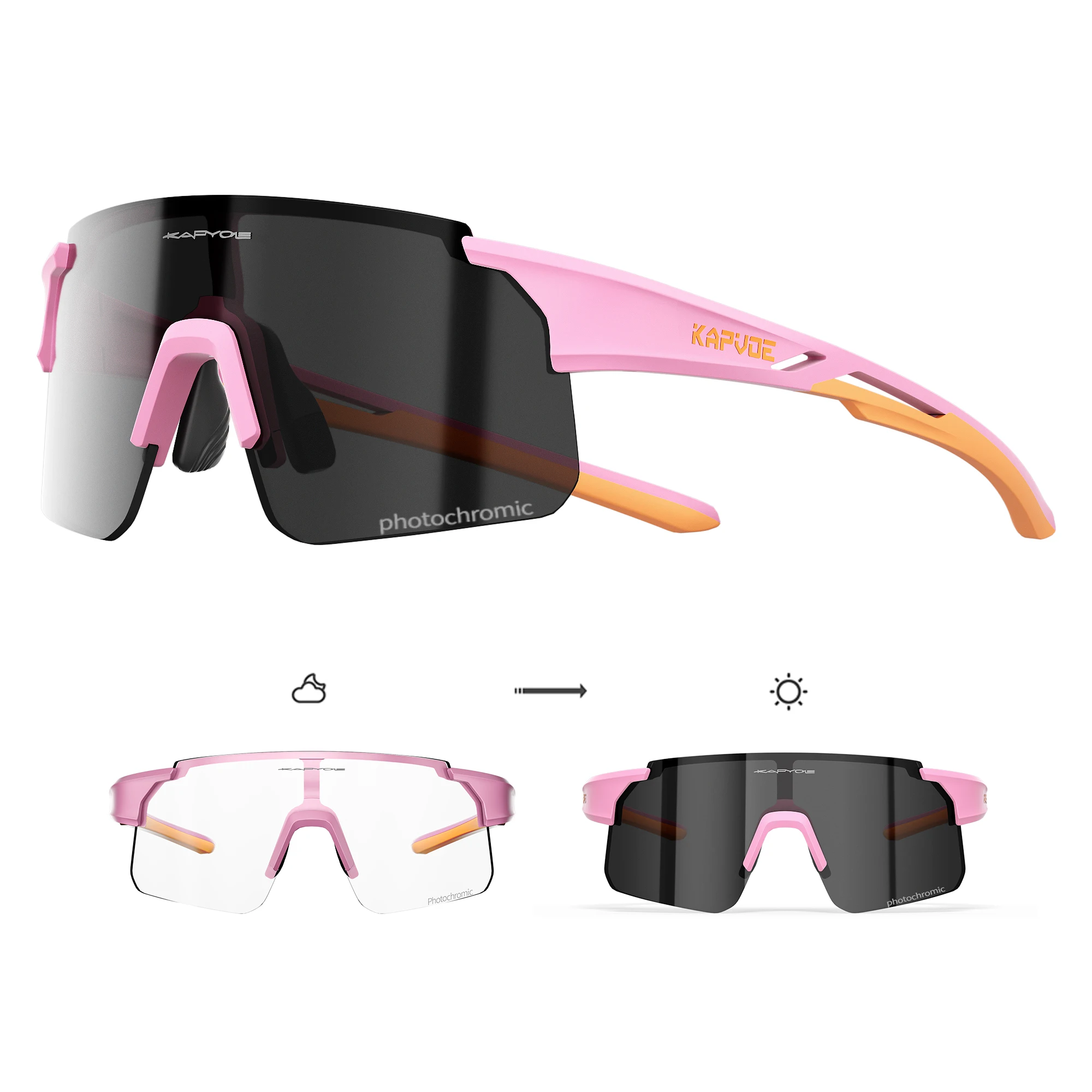 

Kapvoe Child Photochromic Sunglasses Bicycle Eyewear UV400 Kids Bike Goggles Protection Classic Windproof Outdoor Glasses UV400