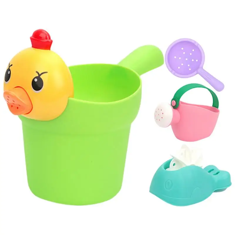 

Bath Toys 4PCS Beach Sand Toys Silicone Shampoo Cup Silicone Colander Whale Water Wheel Watering Can Summer Beach Play Toys