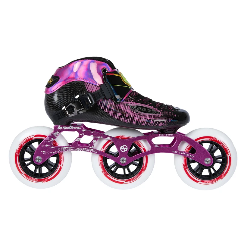 EACHkids Professional Four-Wheel PU Roller Skates for Outdoor Use Children's Carbon Fiber Inline Skates with Aluminum Chassis