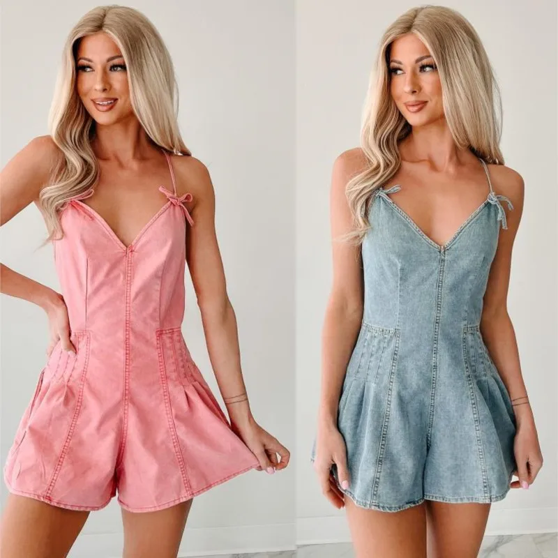 

Летний женский комбинезон-сарафан в ковбойском стиле с бантом-бабочкой на спине, свободный, с широкими штанинами, однотонный, повседневный