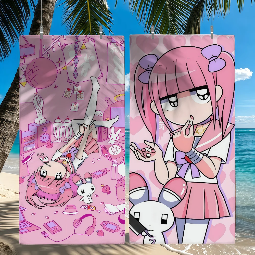 Cartoon Menhera C-Chan kawaii pink girl Towel Quick Drying Beach Towels Are Suitable For Swimming Pools Camping Yoga And The Gym