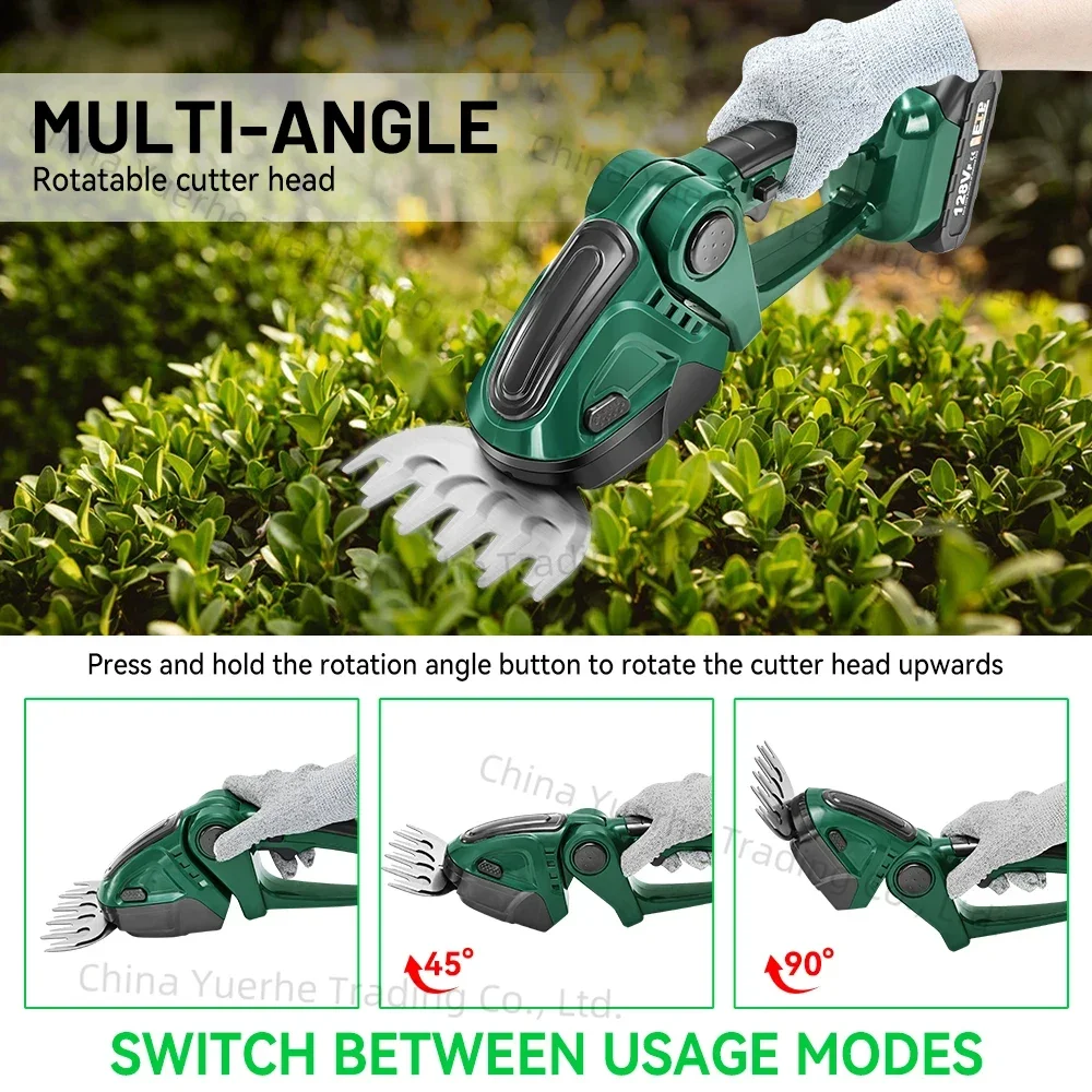 

2 IN 1 Cordless Electric Hedge Trimmer 20000RPM Rechargeable Handheld Household Shrub Weeding Pruning Mower Garden Tools