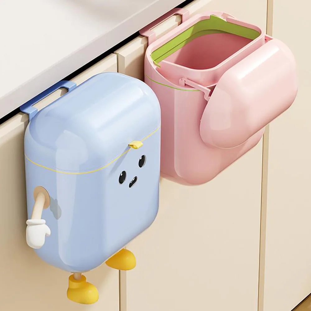 Compost Bin Kitchen for Counter Top or Under Sink, Plastic Hanging Trash Can with Lid, Wall Mounted Garbage Can for Bathroom,