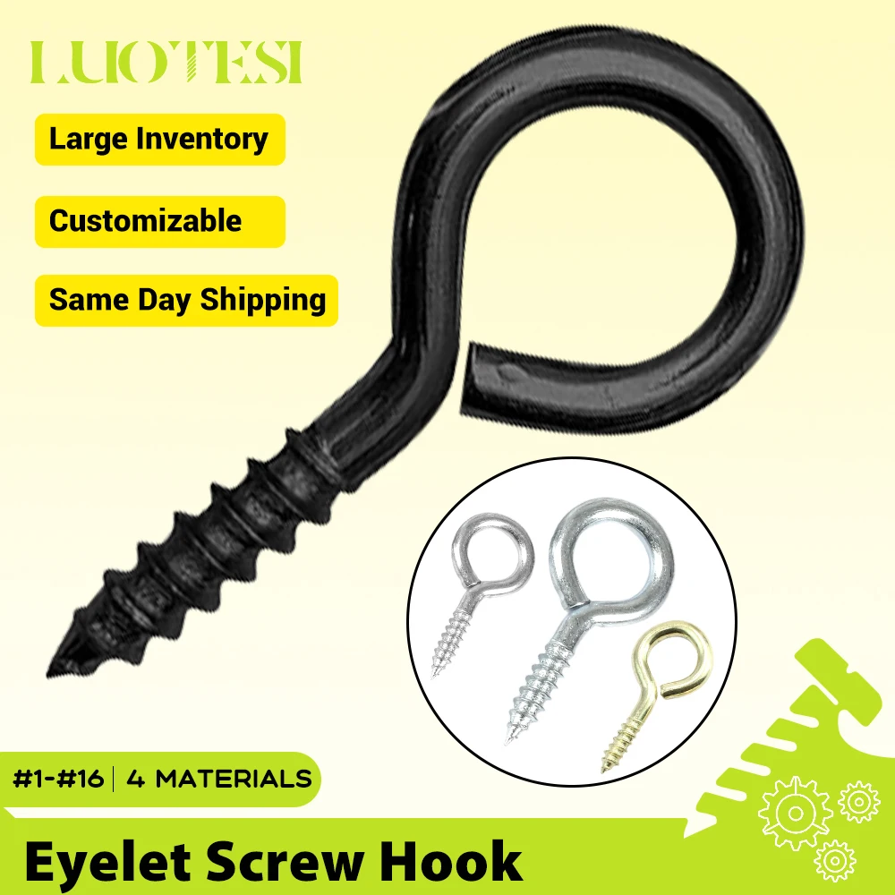 Eyelet Screw Hook Blue White Zinc /Nickely Plated/Black Zinc Plated/Copper 1#~16# Self Tapping Screws Hook Ring Eyelet Hooks