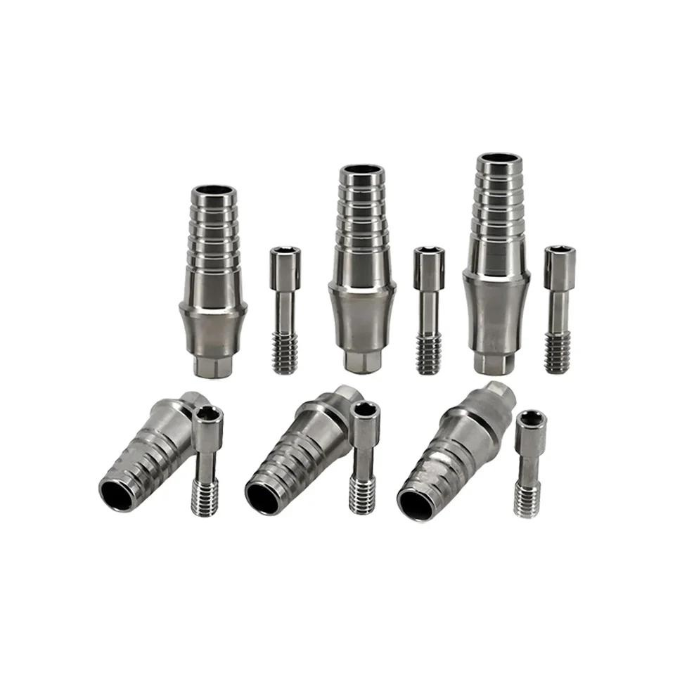 10Pcs Dental Implant Cemented Straight Abutment Titanium Hex Screws Compatible Adin System Dentistry Prosthetic Lab Equipment