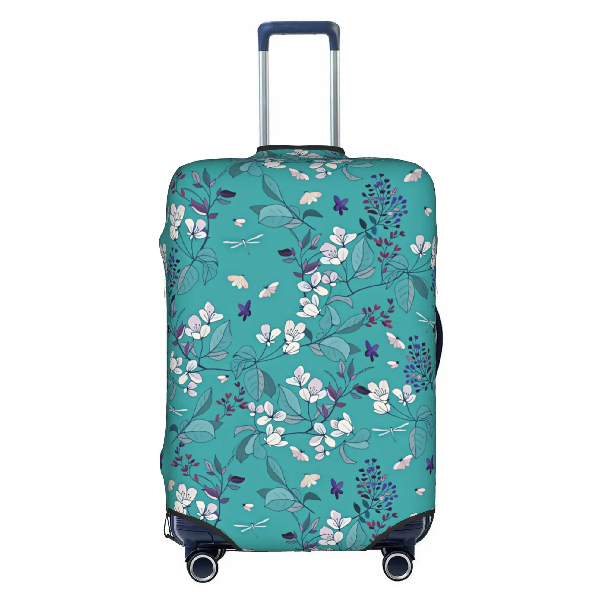 Funda protectora para equipaje con diseño de flor de cerezo, lilas moradas, elástica, con diseño de flores de manzana blancas, para maleta de viaje, se adapta a tamaños de 18 a 32 pulgadas