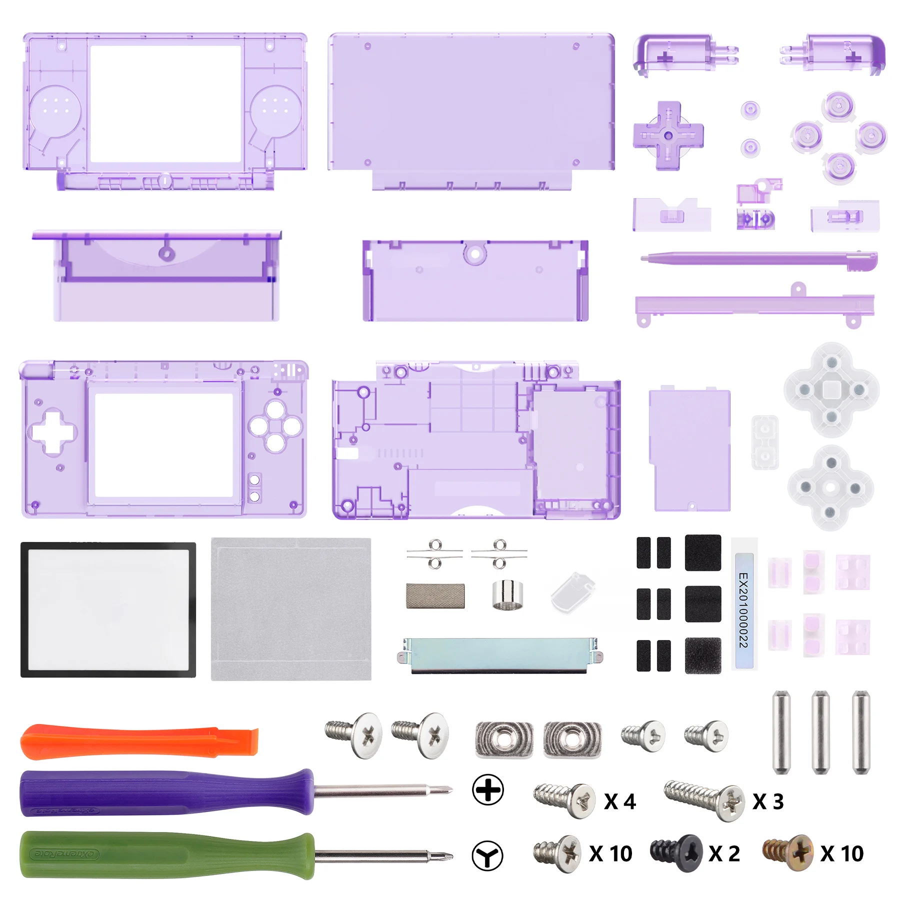 eXtremeRate Replacement Full Housing Shell for Nintendo DS Lite, Custom Case Cover Button Screen Len for NDSL - Clear Series