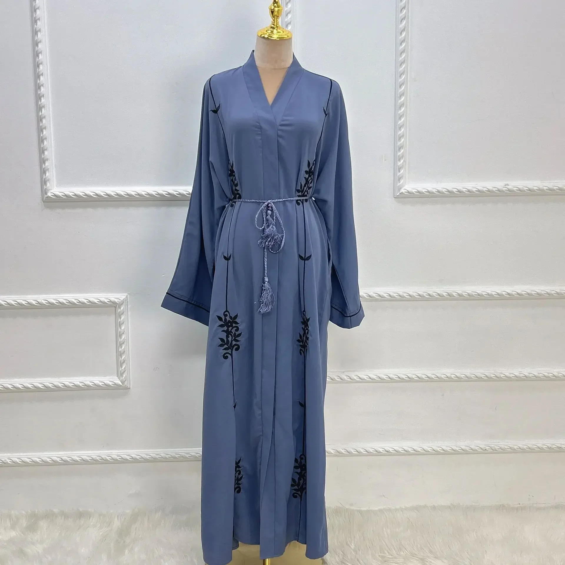 Muslim Woman Kimono Abaya Embroidery Arabic Dress Summer Party Kaftan Open Abayas for Women Dubai Turkey Ramadan Islamic Outfit