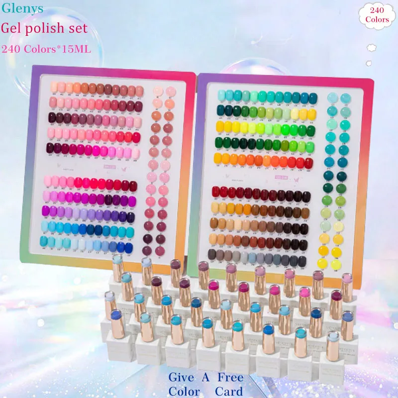 

Glenys 240 pieces * 15ml nail polish gel net red popular worldwide best-selling immersion gel nail salon essential varnish set