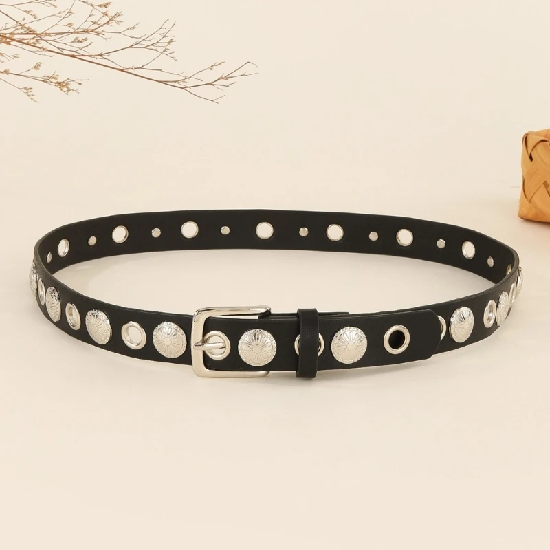 เข็มขัดคาดเอวแบบ unisex Punk Studded Belt สำหรับผู้หญิง Proms Club Party สวมใส่ทุกวัน