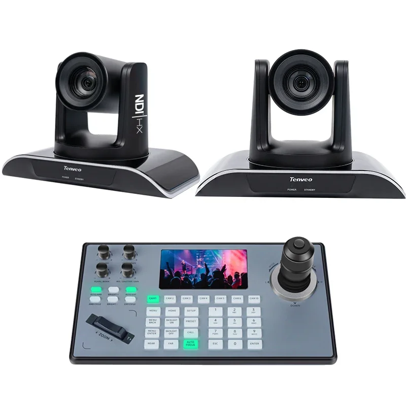 

2 Pcs 30X Optical Zoom PTZ Conference Camera Hd Mi Lan Poe AI Tracking+one Pcs Controller Church Livestreaming Kit