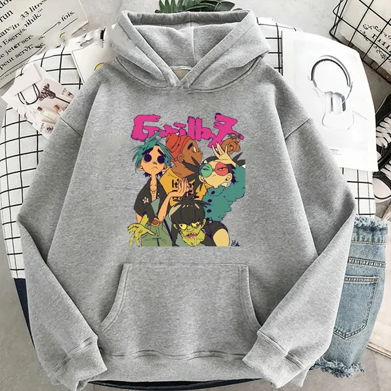 Women Sweatshirts Unisex Coats Anime Sweats Punk Clothes Gorillaz Print Hoodie For Men Women Fashion Hoodies Hip Hop Rap Hoodies