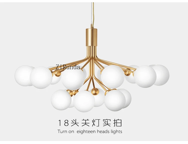 All copper chandelier Italian modern living room dining room bedroom creative art molecule chandelier