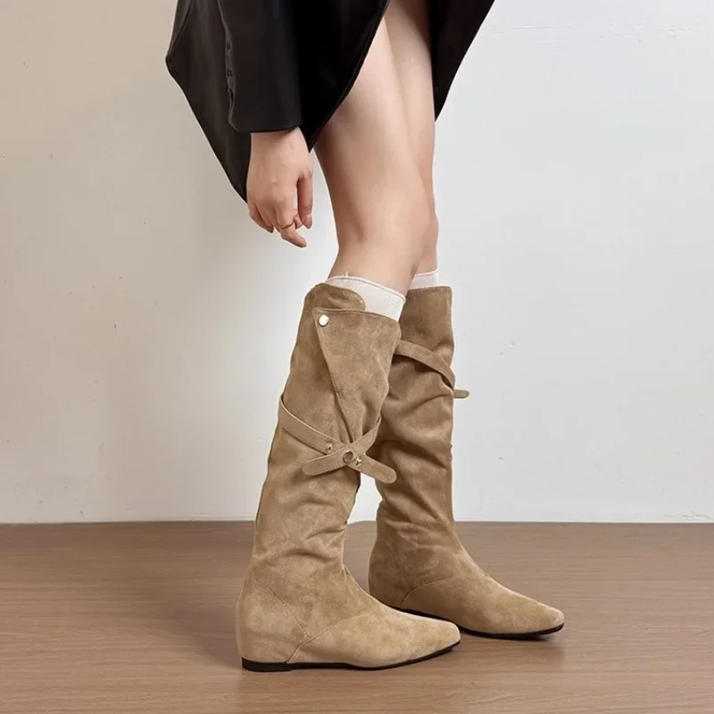 Chunky Heel Pointed Long Boots 2026 New Dual-Wear High Tube Fashion Boots European and American Slouch Boots