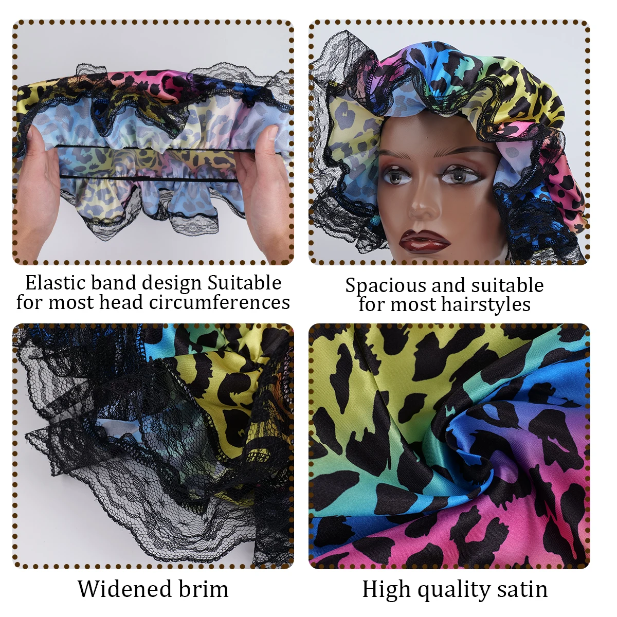 Luxury Silk Sleep Cap for Women Soft Macaron Colors Suitable for Curly Hair Non-Slip Breathable Anti-Wrinkle