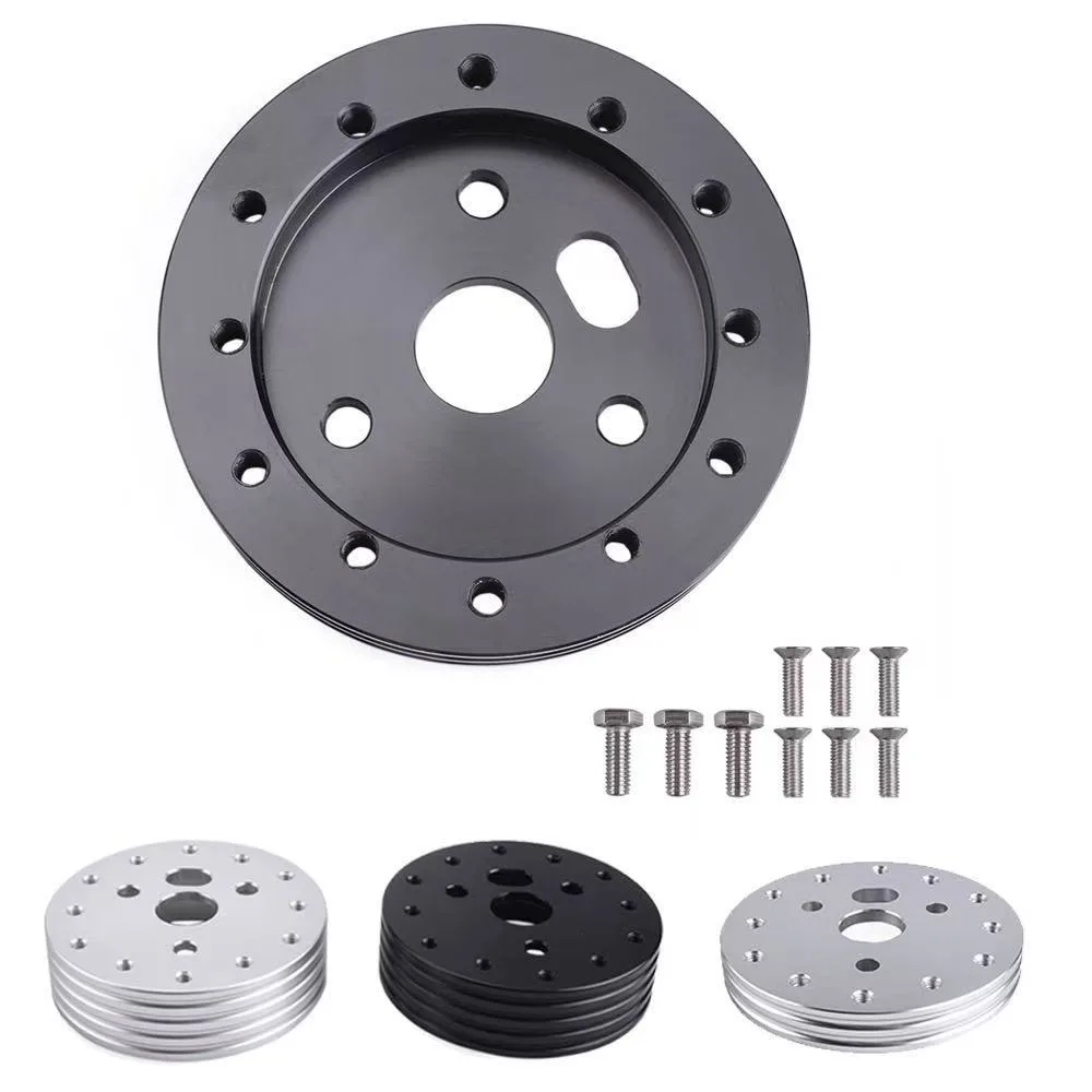 

CNC Billet Aluminum Steering Wheel Hub Adapter 0.5 1 Inch 6 Hole to 3 Hole Conversion Spacer Racing Steering Shaft Boss Kit