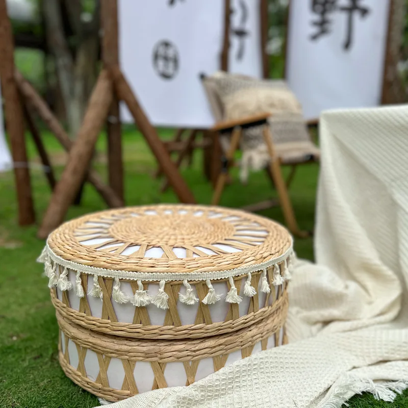 

Woven Futon Cushions Tatami Mat Mats Lace Fabric Cushions Several Stools Hollow Cushions