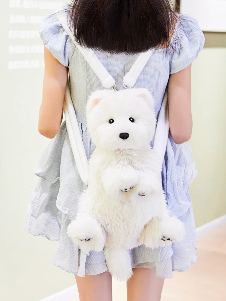 West Highland Puppy Backpack Dog Simulation Doll Plush Gift Girlfriend Children's Holiday Gifts Pet Carrying Supplies