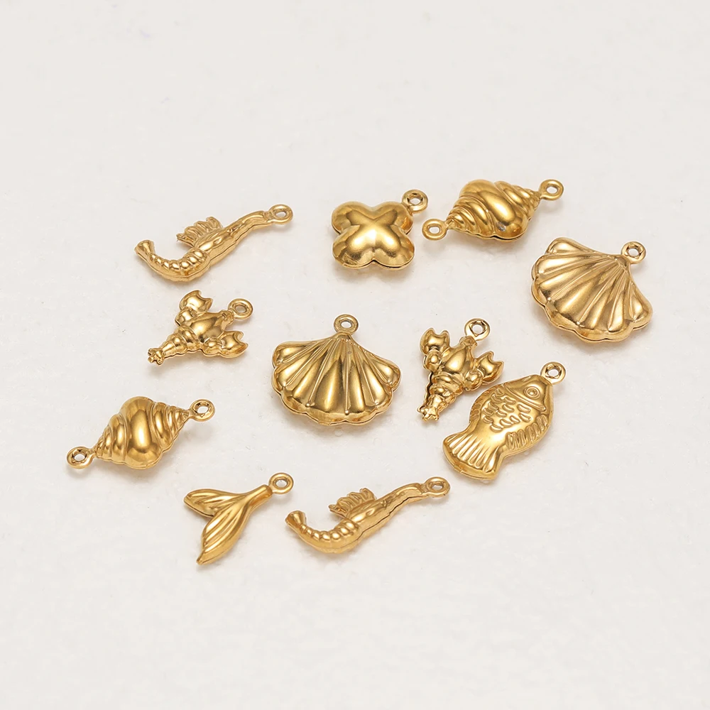 20 Stück Edelstahl-Hohlanhänger mit Meeresmotiven, Muscheln, Hummer, Seestern, Charms für DIY-Halsketten, Meerestier-Anhänger, Schmuckherstellung – Detail 5