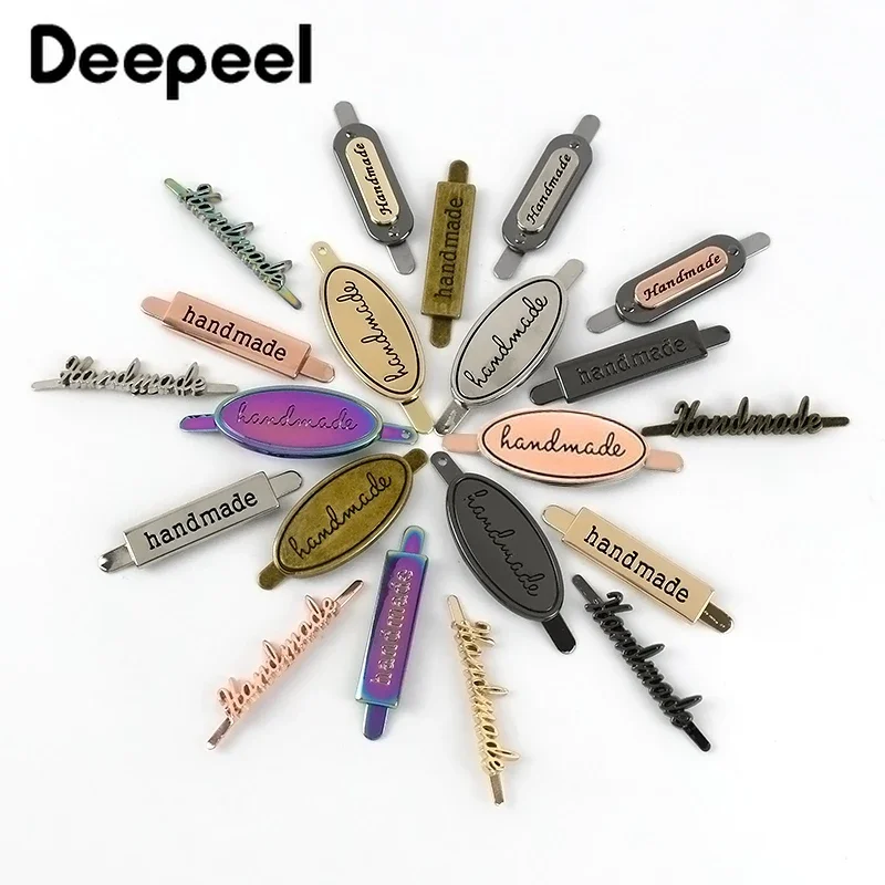 10/20Pcs 35/40mm Handmade Metal Bag Label Clasps Handcraft Tags for Purse Decorative Buckles DIY Hardware Sewing Accessories