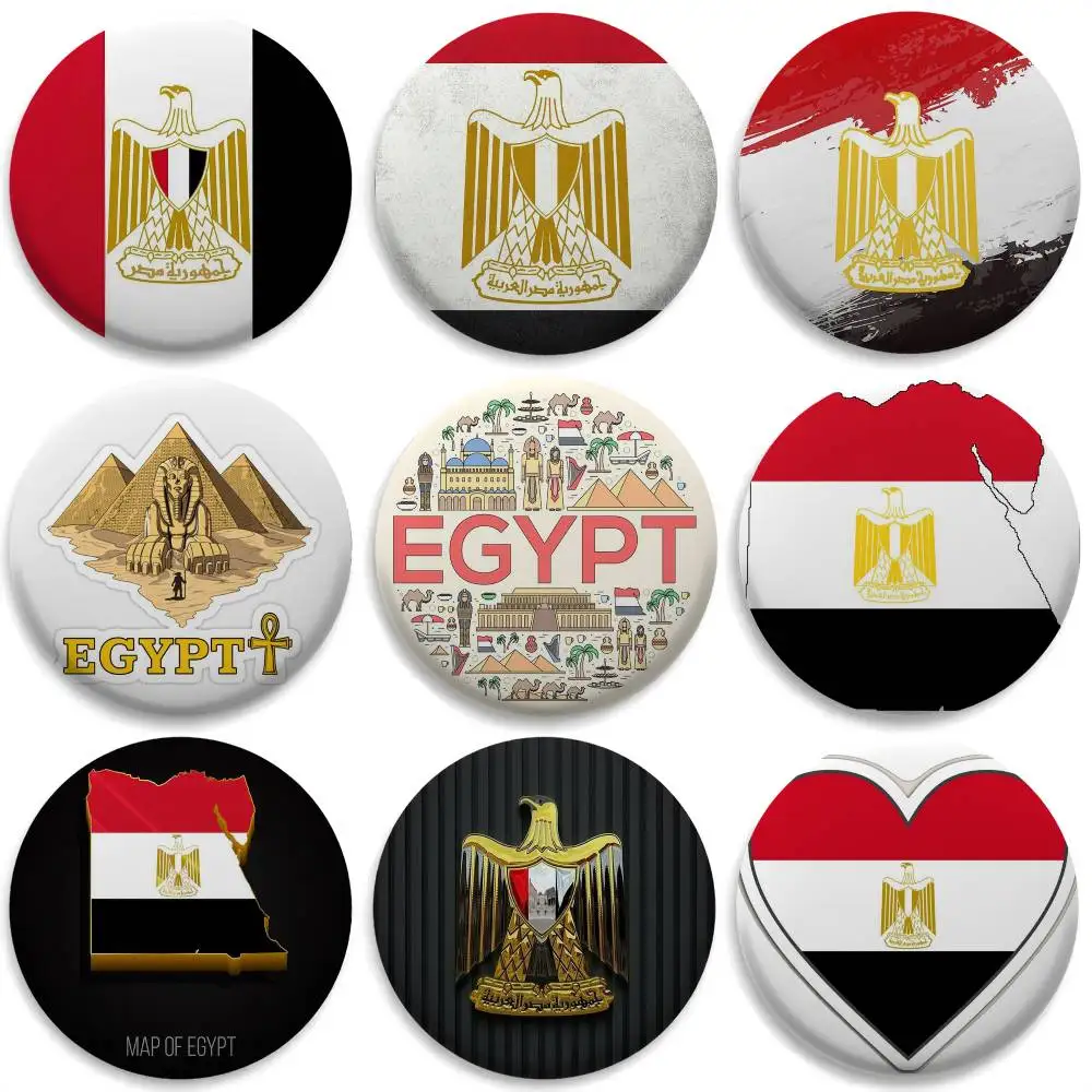 

Egypt Flag Map Logo Cool Badges Round Exquisite Badge Brooches Creative Pins For Clothes Hat Backpack Gift Accessories