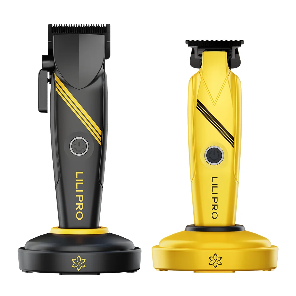 Professional High-speed Motor Aluminum Alloy Metal Material Cordless Electric Rechargeable Hair Clipper Trimmer Set