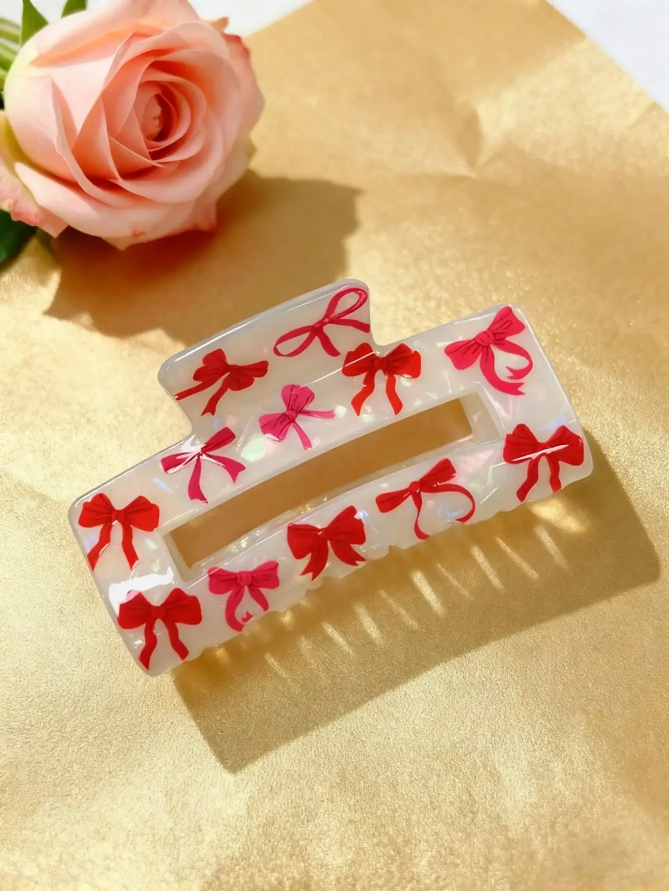 

Women's Bowknot Square Hair Claw Clip Ribbon Ponytail Bun Holder Hair Accessory