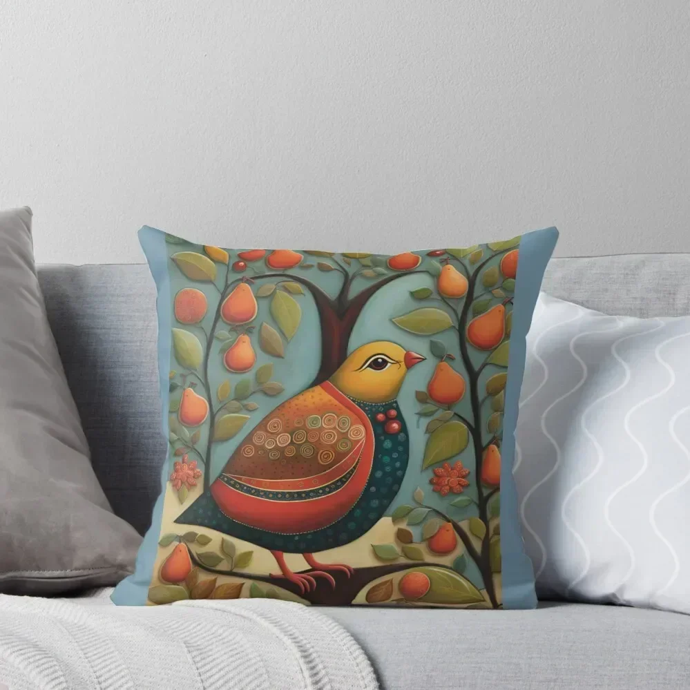 

A partridge in a pear tree, painting Throw Pillow Decorative Cushion Cover christmas cushions covers Decorative Cushion pillow