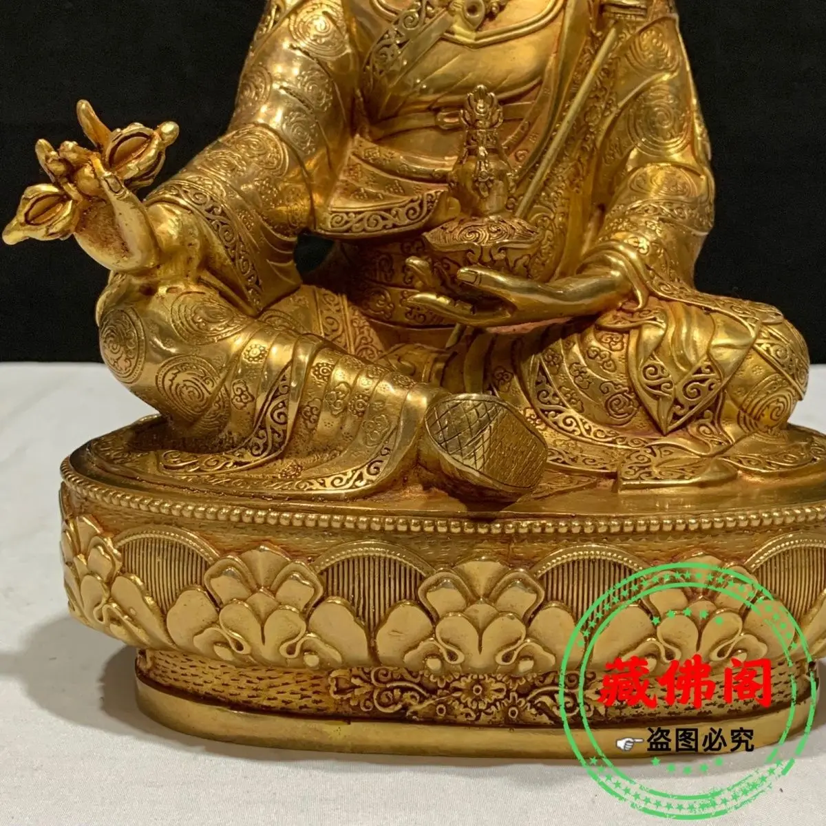 One-foot Padmasambhava, pure copper, Seiko, Tibetan gilded bronze statue, King Kong home ornaments, Buddha hall, plus medicine m