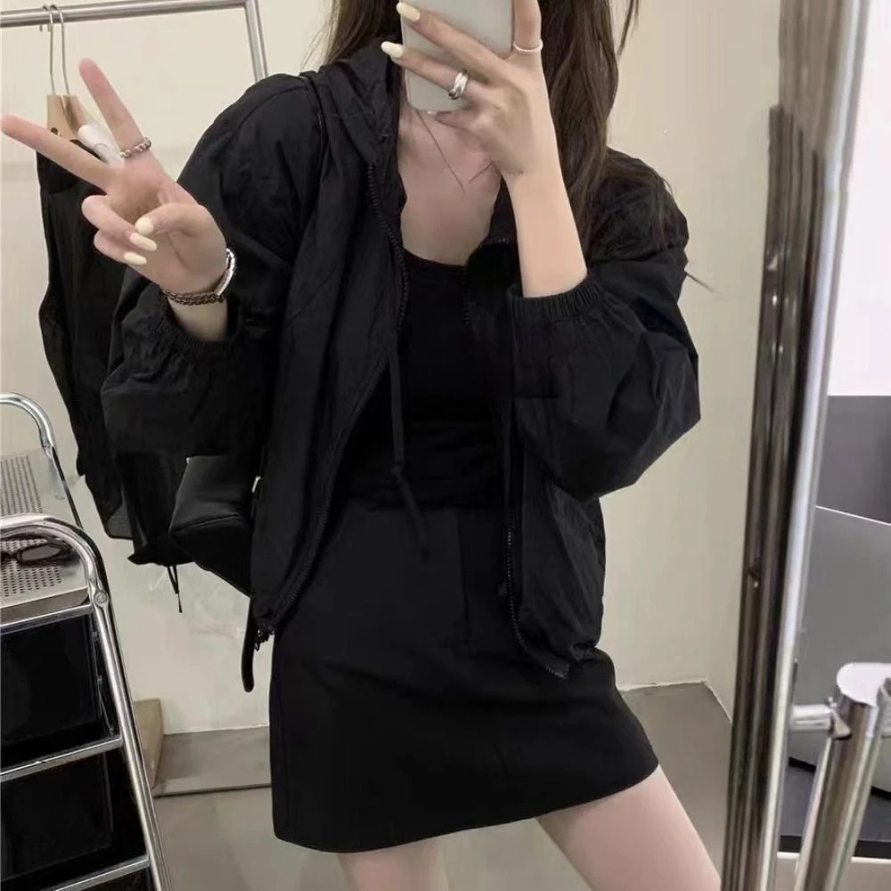 Drawstring Sun Protection Clothing Long Sleeve Anti-UV Hooded Sunscreen Top Long-sleeved Korean Style Sunblock Clothing Coat