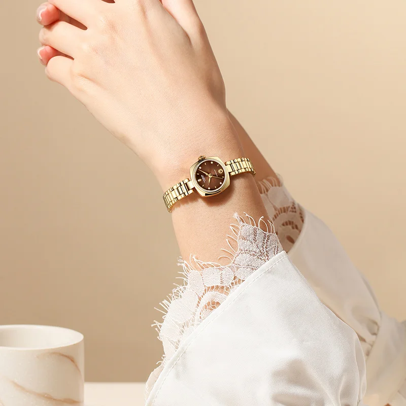 Mige original miyota relógio de quartzo para mulher à prova dwaterproof água marca superior diamante 24kgold luxo relógio pulso aço inoxidável