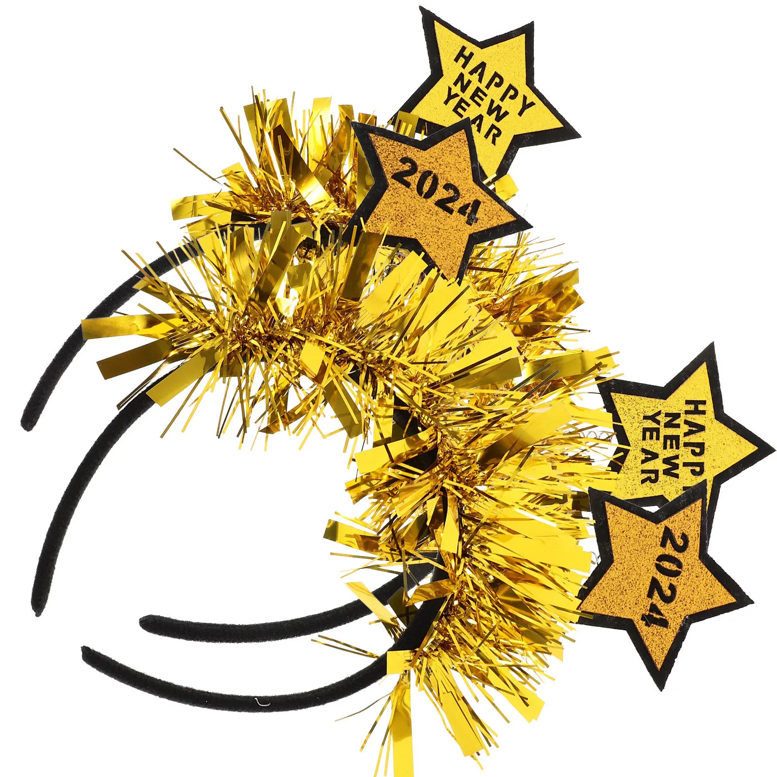 

2Pcs 2024 New Year Hairband Glitter Star Party Hair Accessory Holiday Headwear Photo Booth Props Party Favor New Year Hair Hoops
