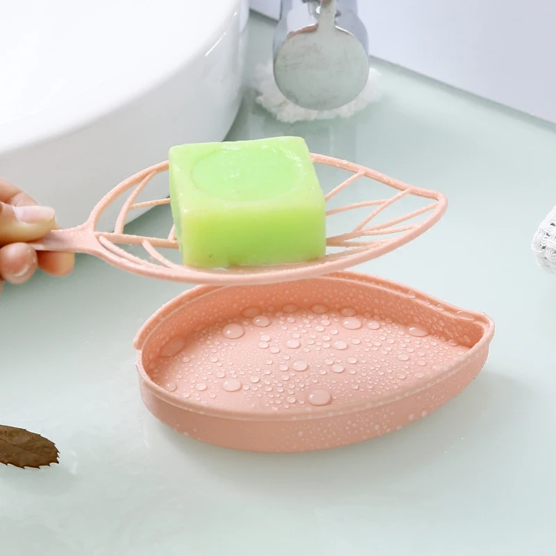 Leaf Shape Soap Holder Home Non Slip Soap Box Toilet Shower Tray Draining Rack Bathroom Gadgets Soap Dish Soap Tray Holder