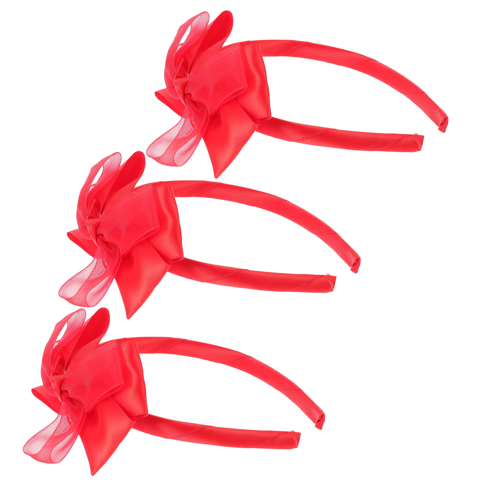 

3pcs Bow Headband Bowknot Hoop Red Silk Cloth Wear For Party Cosplay Festival Holiday Decorative Headband Costume Headdress